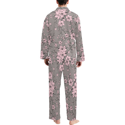 Cherry Blossom Pattern Print Design CB05 Men's Long Pajama Set