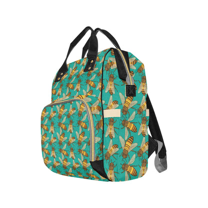 Bee Pattern Print Design BEE04 Diaper Bag Backpack