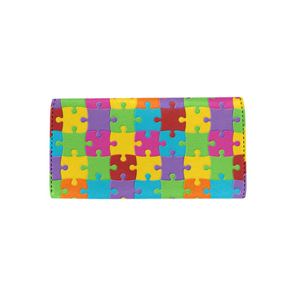 Autism Awareness Pattern Print Design 02 Women's Trifold Wallet