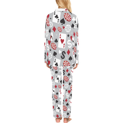 Casino Pattern Print Design 01 Women's Long Pajama Set