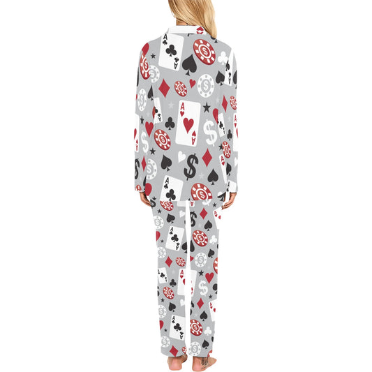 Casino Pattern Print Design 01 Women's Long Pajama Set