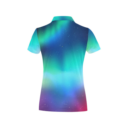 Aurora Borealis Pattern Print Design 02 Women's Polo Shirt