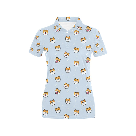 Shiba Inu Print Design LKS3012 Women's Polo Shirt