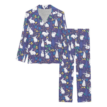 Bunny Pattern Print Design 01 Women's Long Pajama Set