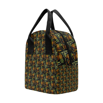Aloha Hawaii Time Design Themed Print Insulated Lunch Bag