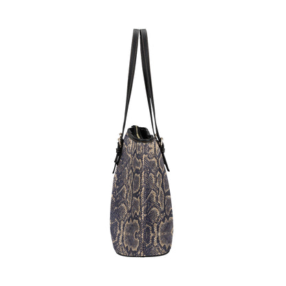 Snake Skin Pattern Print Leather Tote Bag