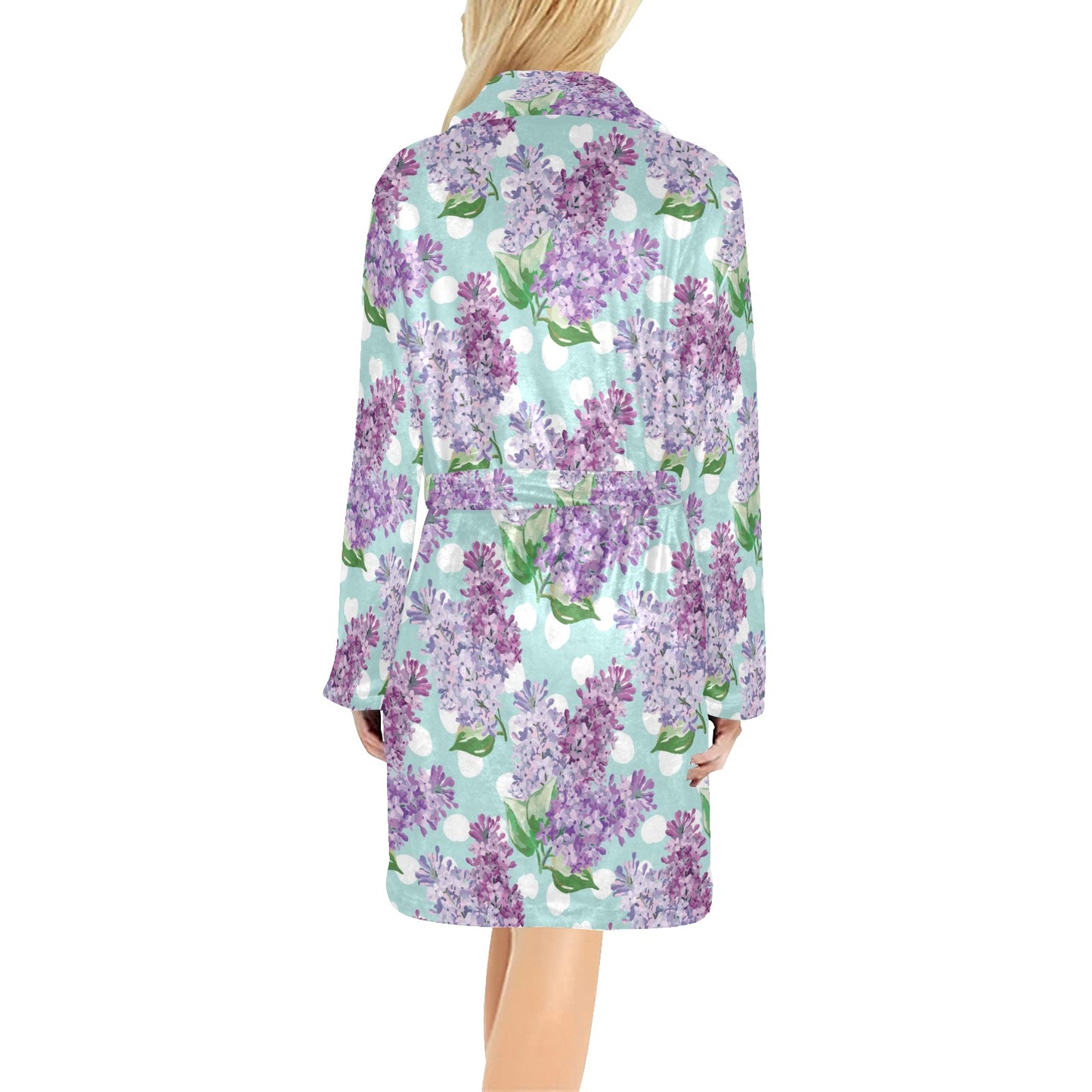 Lilac Pattern Print Design 02 Women's Fleece Robe
