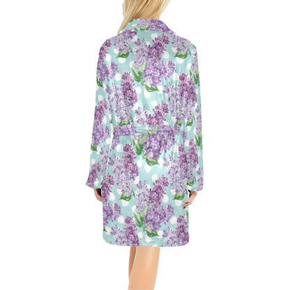 Lilac Pattern Print Design 02 Women's Fleece Robe