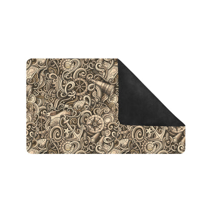 Nautical Tattoo Design Themed Print Rubber Doormat