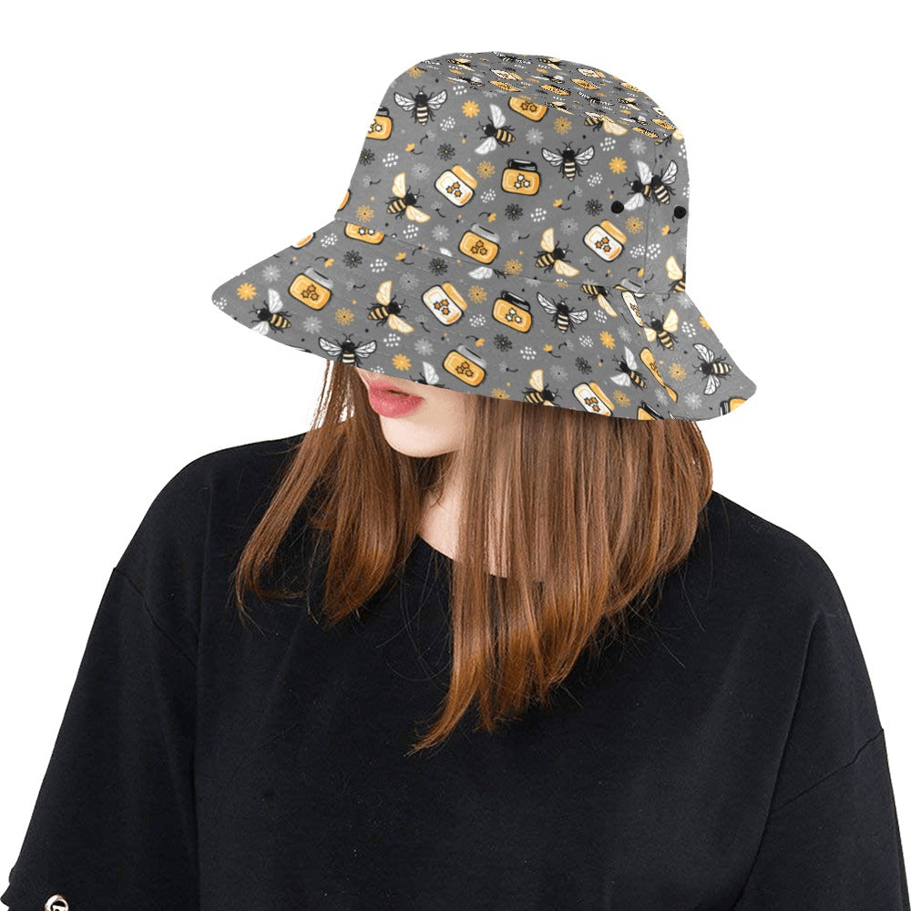 Honey Bee Print Design LKS301 Unisex Bucket Hat
