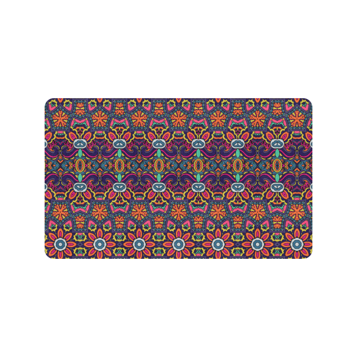 Ethnic Flower Style Print Pattern Rubber Doormat