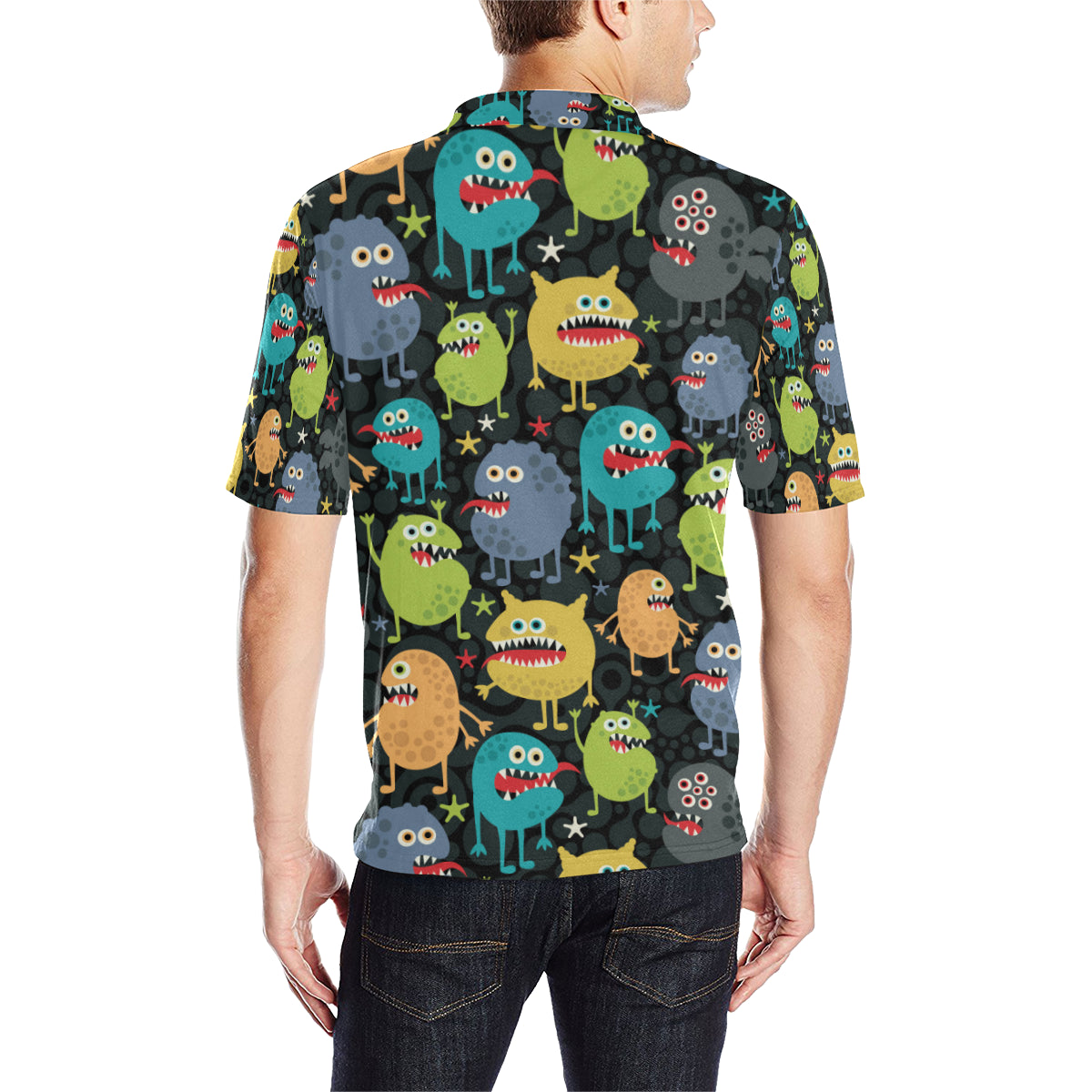 Monster Pattern Print Design 01 Men Polo Shirt