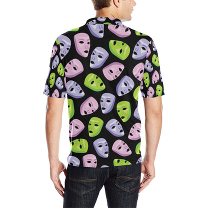 Acting Mask Pattern Print Design 04 Men Polo Shirt