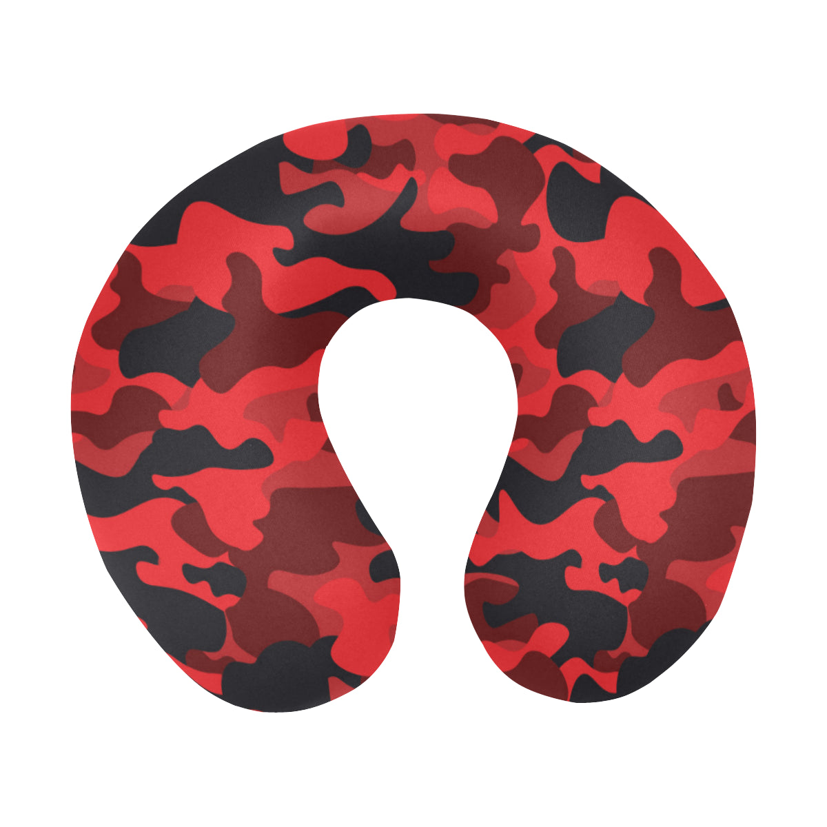Camo Red Pattern Print Design 03 U-Shaped Travel Neck Pillow