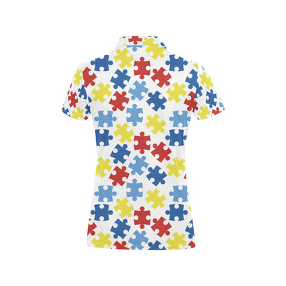 Autism Awareness Pattern Print Design 04 Women's Polo Shirt