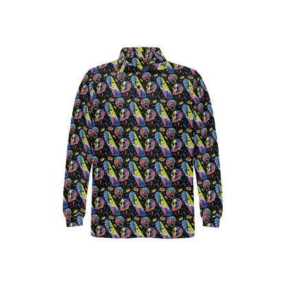 Skateboard Print Design LKS304 Long Sleeve Polo Shirt For Men's