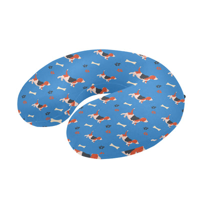 Basset Hound Pattern Print Design 02 U-Shaped Travel Neck Pillow