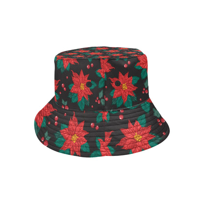Poinsettia Pattern Print Design POT07 Unisex Bucket Hat