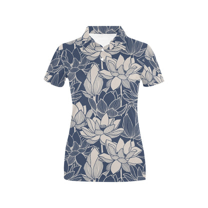 Water Lily Pattern Print Design WL04 Women's Polo Shirt