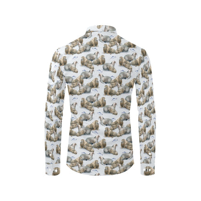 Walrus Print Design LKS401 Men's Long Sleeve Dress Shirt