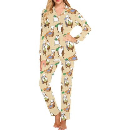 Guinea Pig Pattern Print Design 03 Women's Long Pajama Set