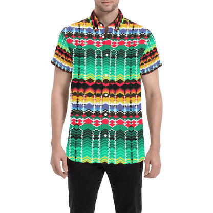 Serape Print Design LKS307 Men Short Sleeve Button Up Shirt