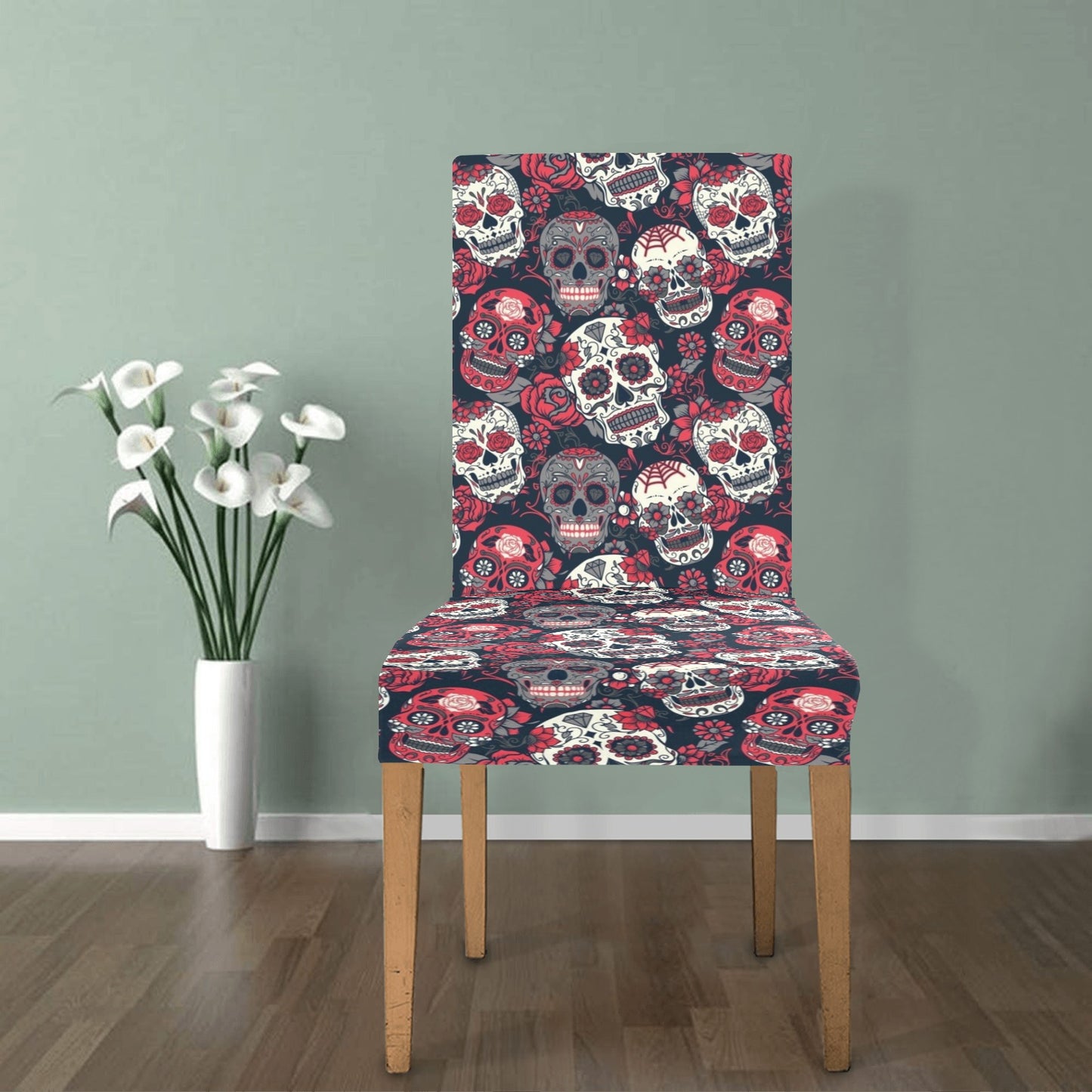 Sugar Skull Print Design LKS303 Dining Chair Slipcover