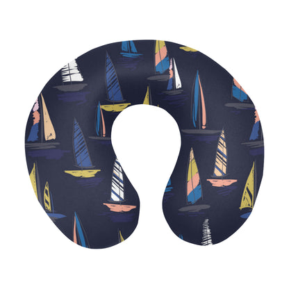Sailing Ships Pattern Print Design A03 U-Shaped Travel Neck Pillow