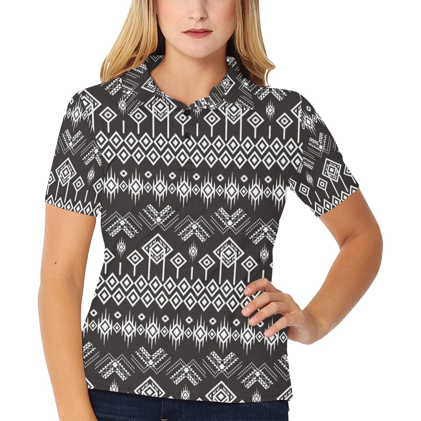 Tribal Pattern Print Design LKS304 Women's Polo Shirt
