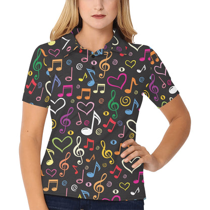 Music note Pattern Print Design A01 Women's Polo Shirt