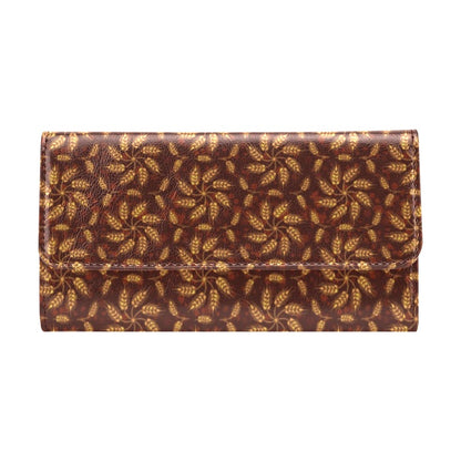 Agricultural Brown Wheat Print Pattern Women's Trifold Wallet