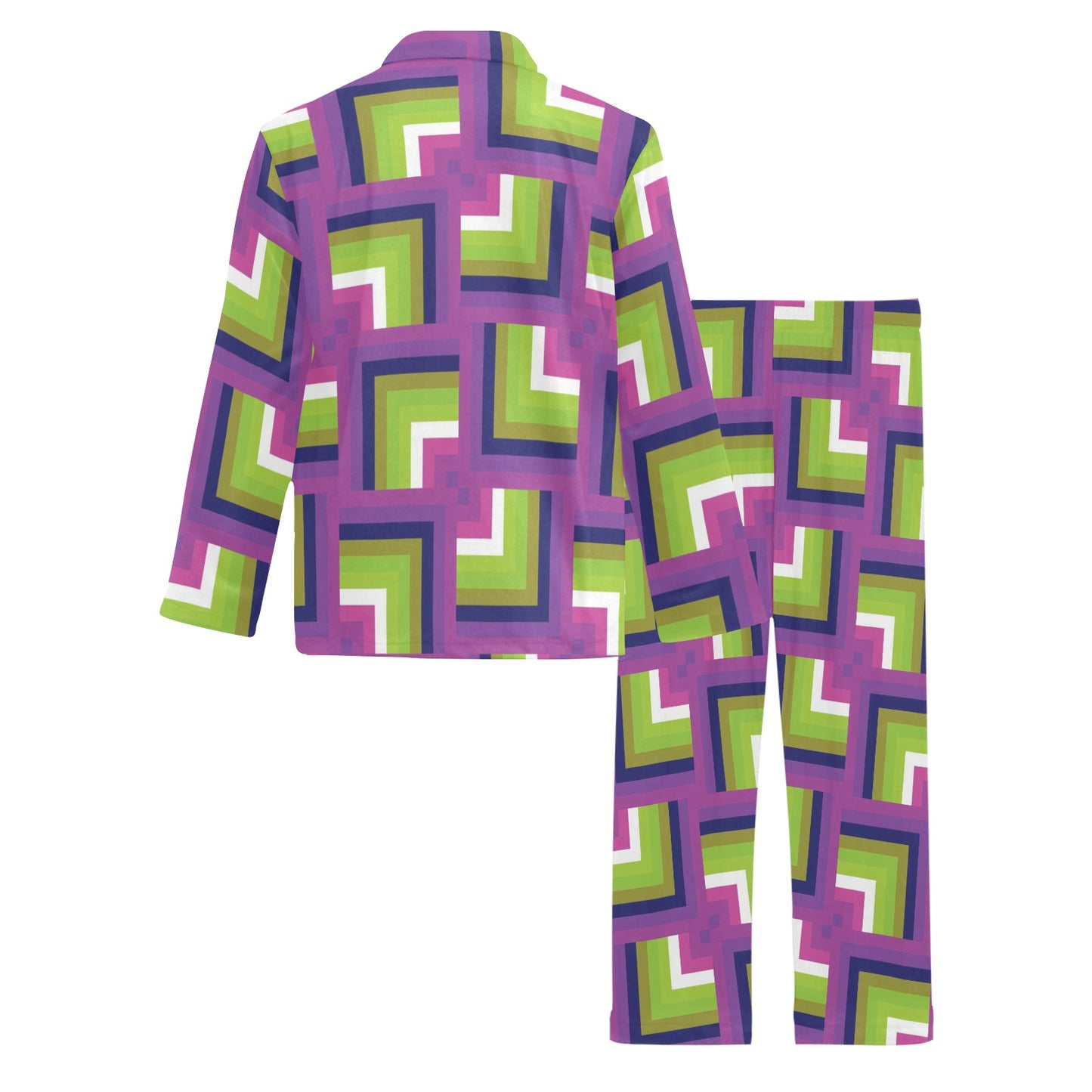 Optical illusion Pattern Print Design A05 Men's Long Pajama Set