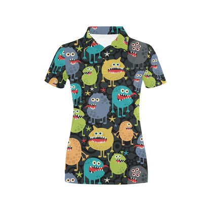 Monster Pattern Print Design 01 Women's Polo Shirt