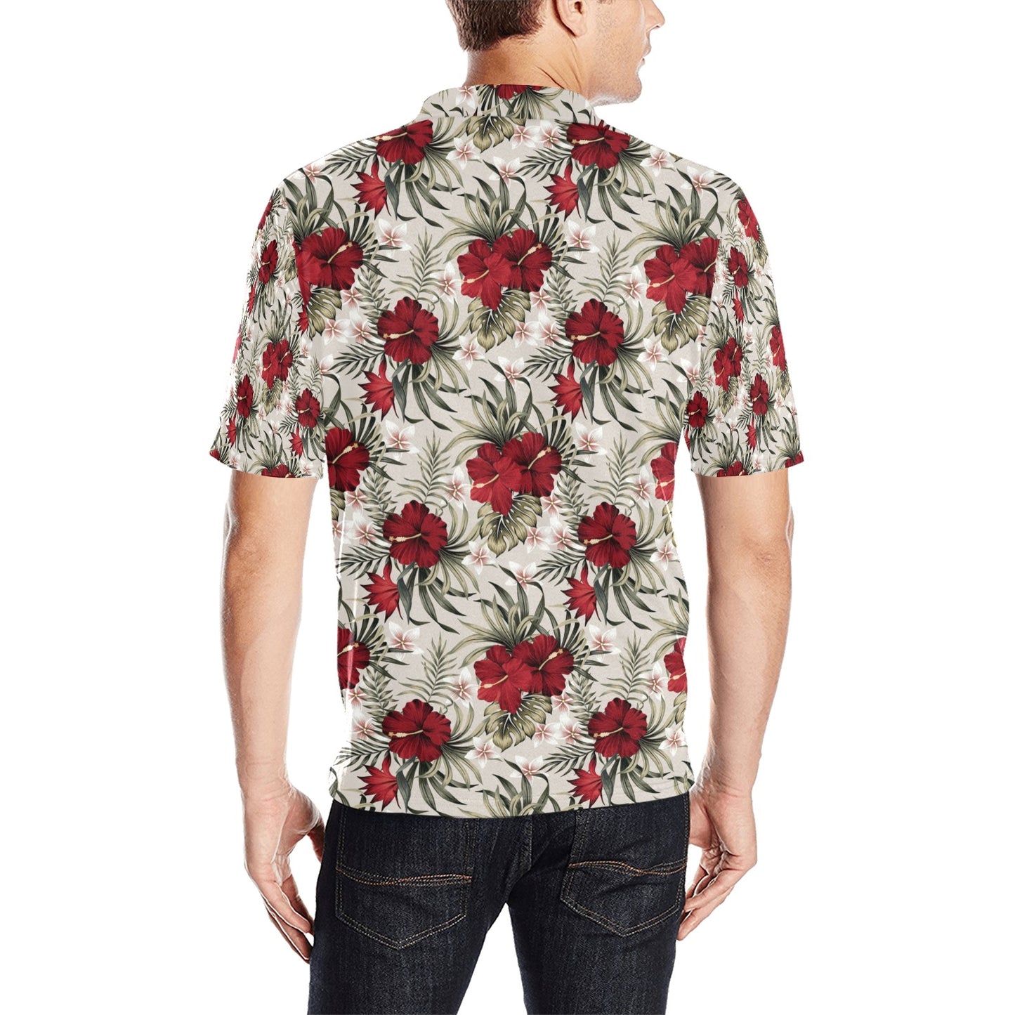 Hibiscus Print Design LKS3011 Men Polo Shirt