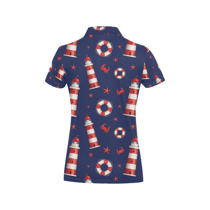 Nautical Pattern Print Design A03 Women's Polo Shirt
