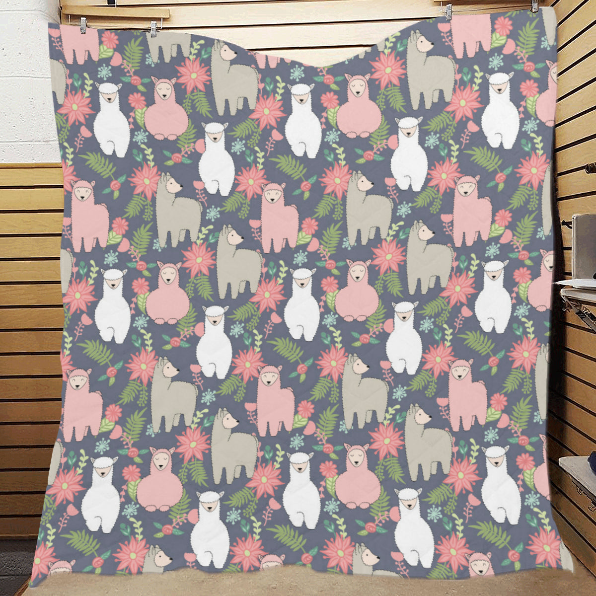 Alpaca Pattern Print Design 03 Premium Quilt