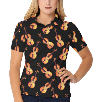 Violin Pattern Print Design 04 Women's Polo Shirt