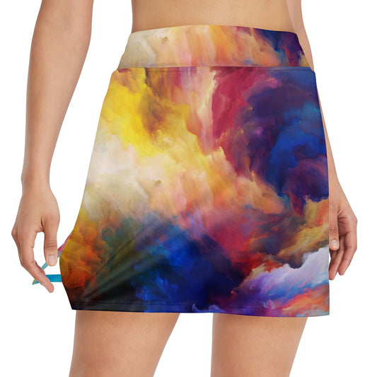 Vortex Twist Swirl Water Color Design 17" Golf & Pickleball Skort with Pockets