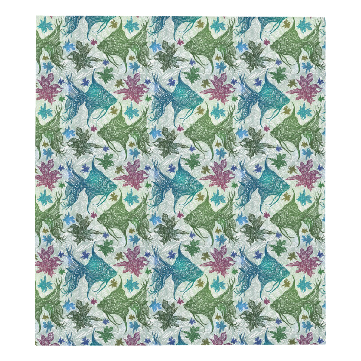 Angelfish Tribal Pattern Print Design 01 Premium Quilt