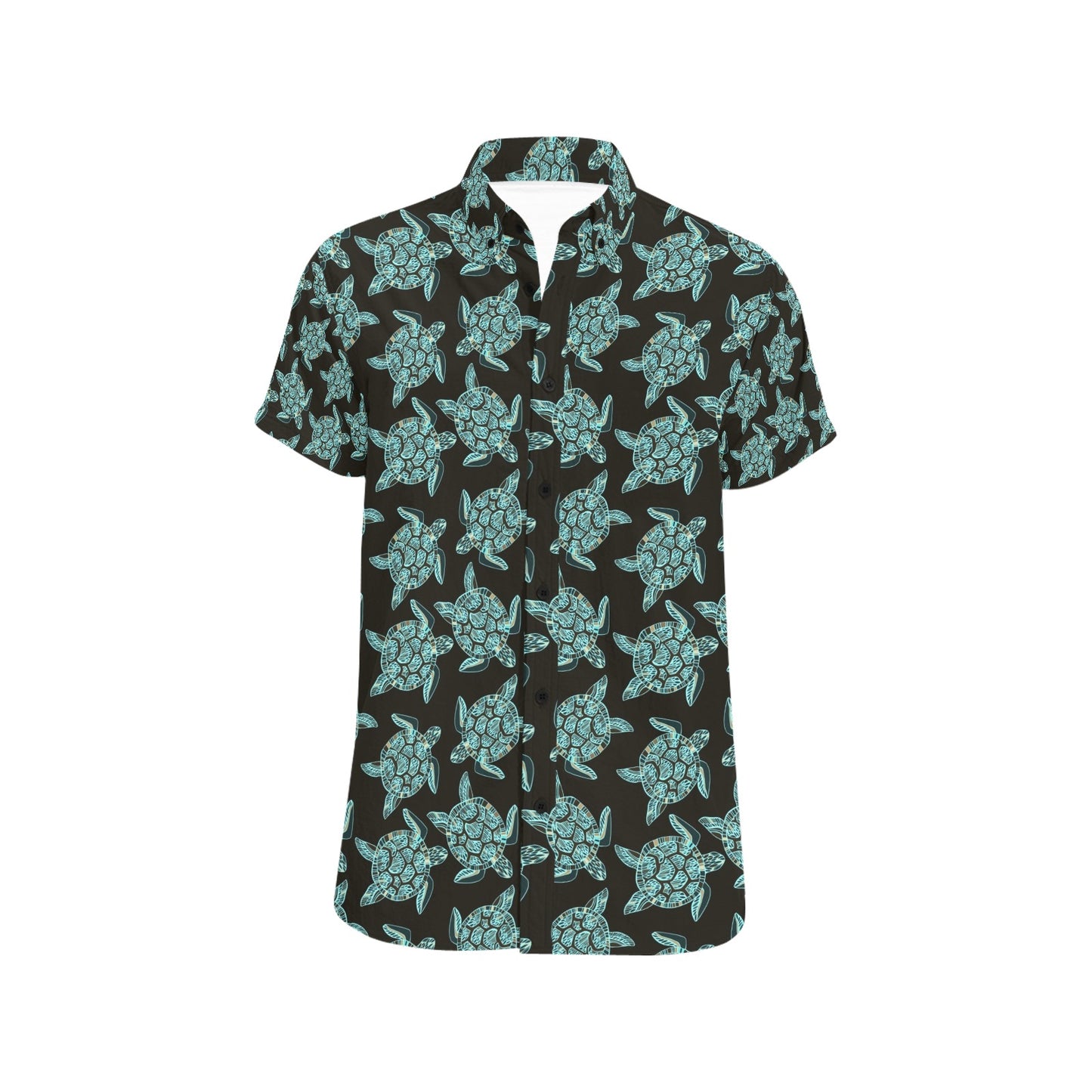 Sea Turtle Print Design LKS302 Men Short Sleeve Button Up Shirt