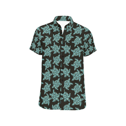 Sea Turtle Print Design LKS302 Men Short Sleeve Button Up Shirt