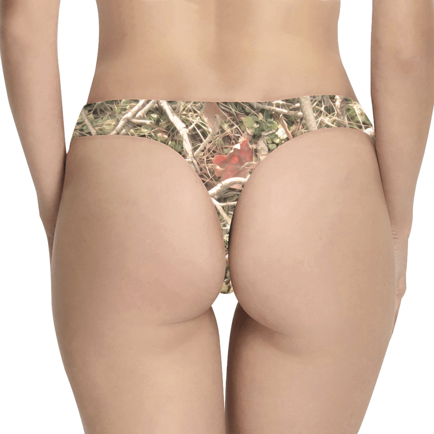 Camouflage Realistic Tree Authumn Print Women's Thongs