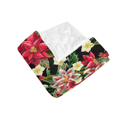 Poinsettia Pattern Print Design POT05 Premium Quilt