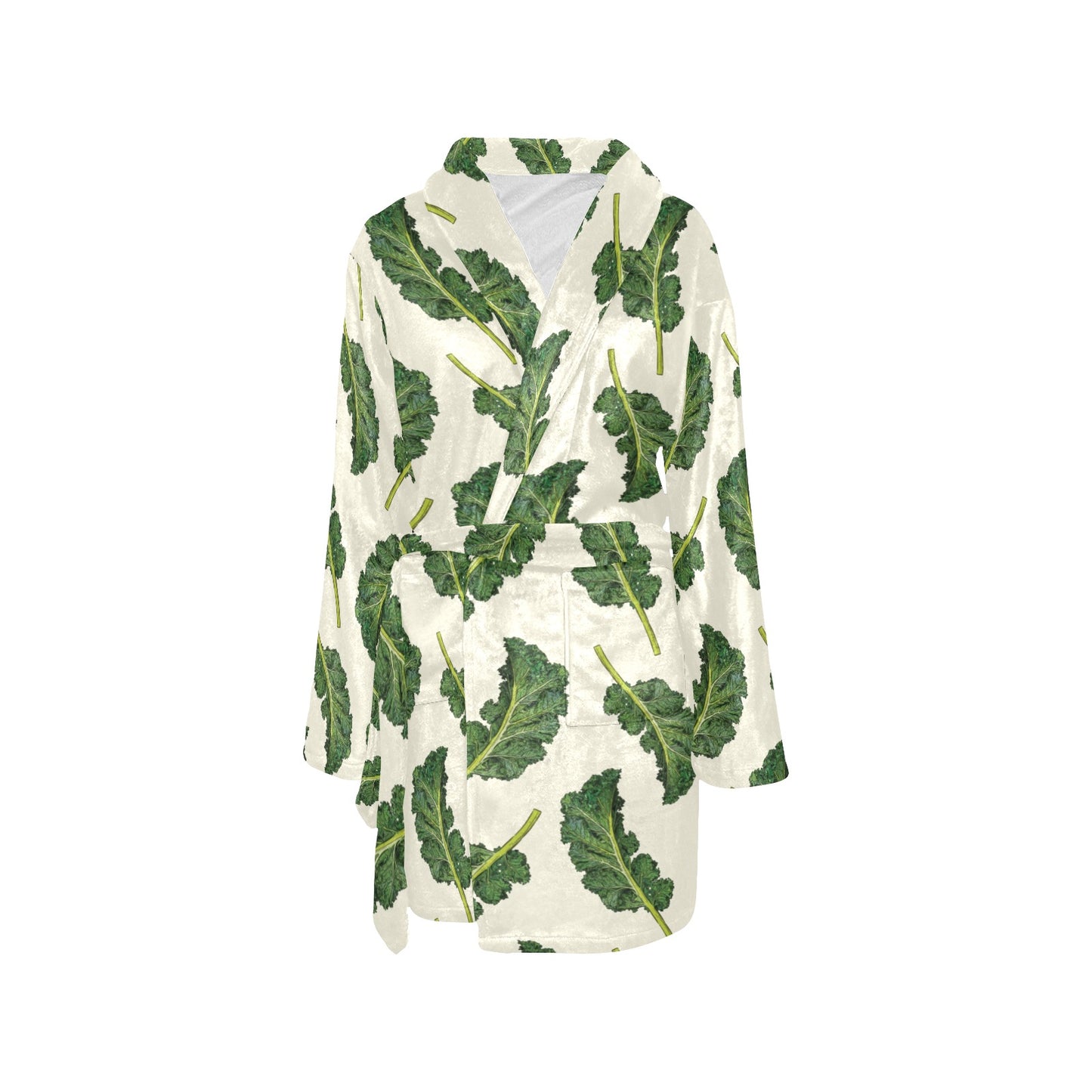 Kale Pattern Print Design 03 Women's Fleece Robe