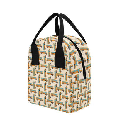 School Bus Print Design LKS305 Insulated Lunch Bag