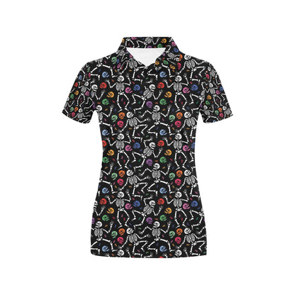 Skeleton Print Design LKS307 Women's Polo Shirt