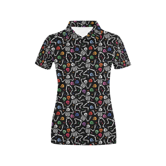 Skeleton Print Design LKS307 Women's Polo Shirt