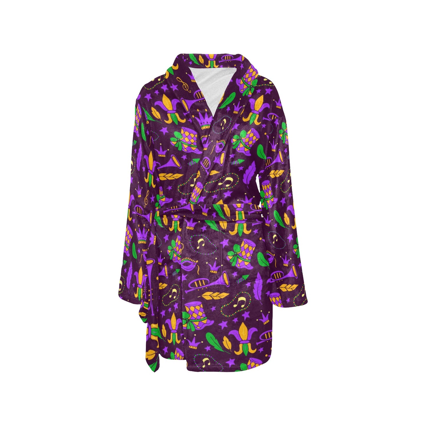 Mardi Gras Pattern Print Design 08 Women's Fleece Robe