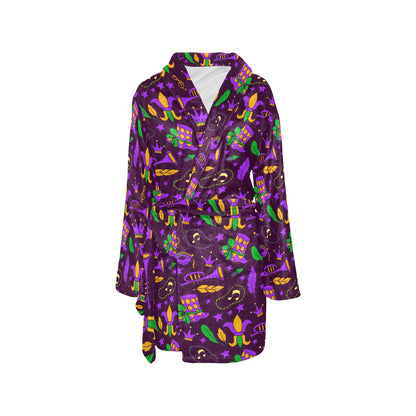 Mardi Gras Pattern Print Design 08 Women's Fleece Robe