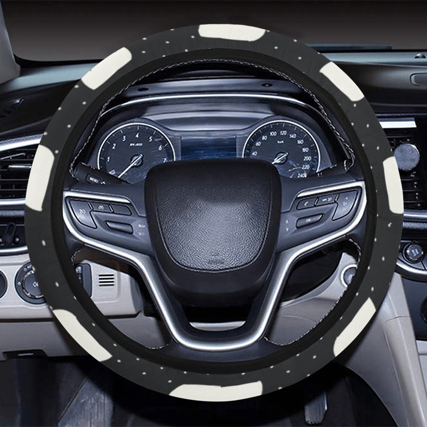 Swan Print Design LKS401 Steering Wheel Cover with Elastic Edge